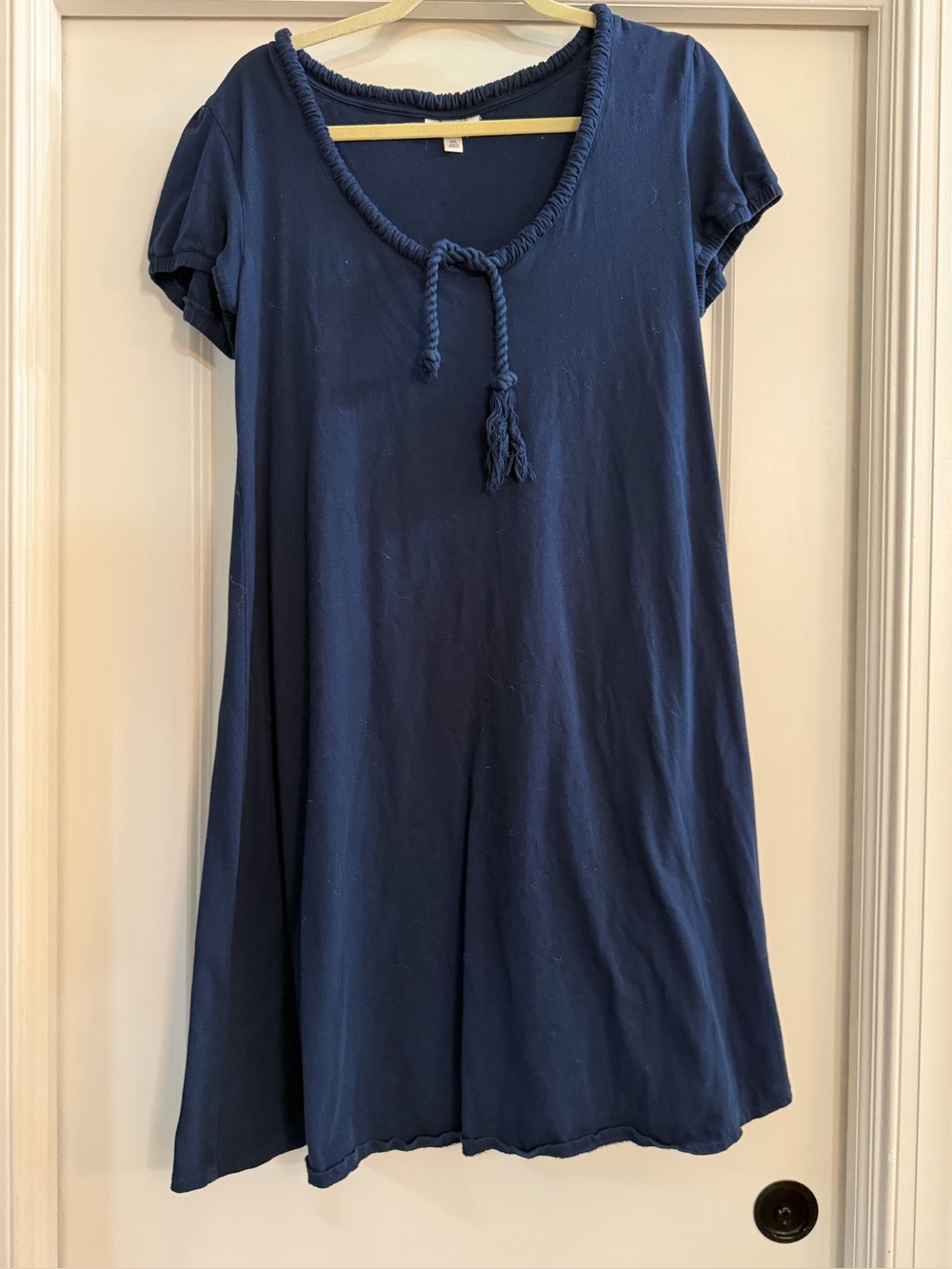 Navy Rope-Trim Short Sleeve Dress maternity
